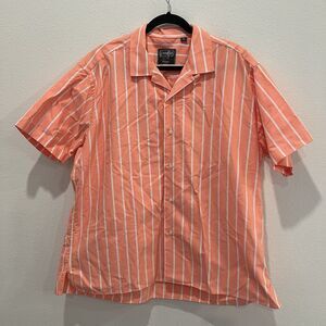 Gitman Bros. Vintage Made in USA Orange Stripe Button Up Shirt XL Short Sleeve